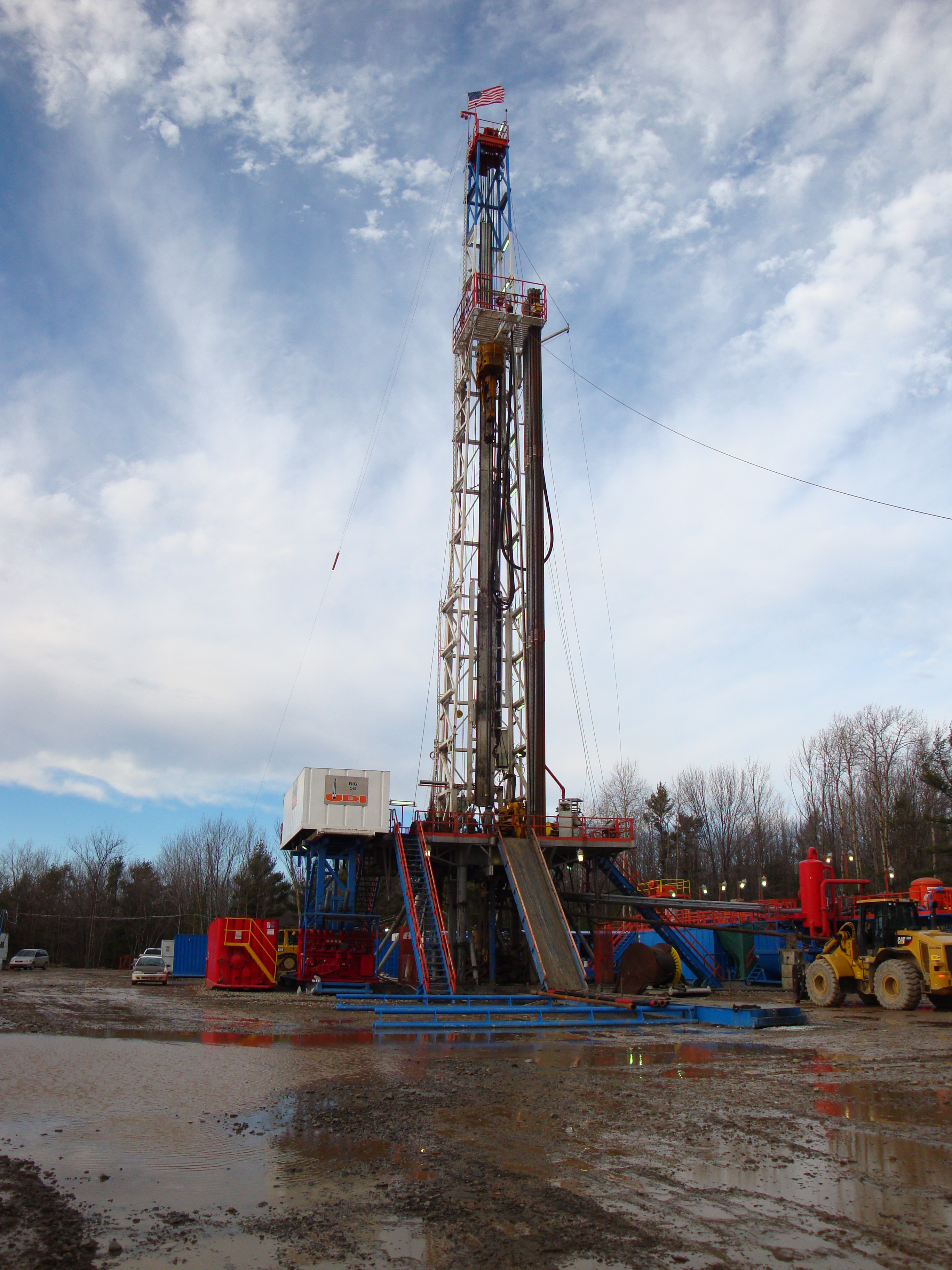 Gas Drilling Rig with American Flag